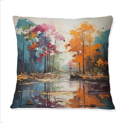 Coussin décoratif jaune et rose Neo Primal Forest Collage