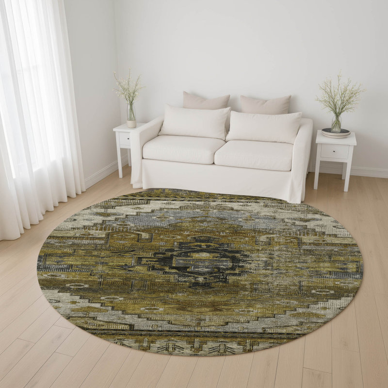 Premium Machine Washable Verlin AMF1776 Tribal Rug, Round 8'