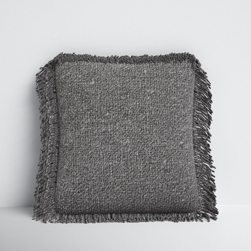 Vila Square Throw Pillow, Down, Charcoal