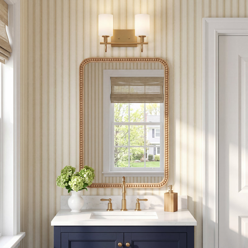 Rowley 13.88" W 2-Light Dimmable Steel Vanity Light , Satin Brass