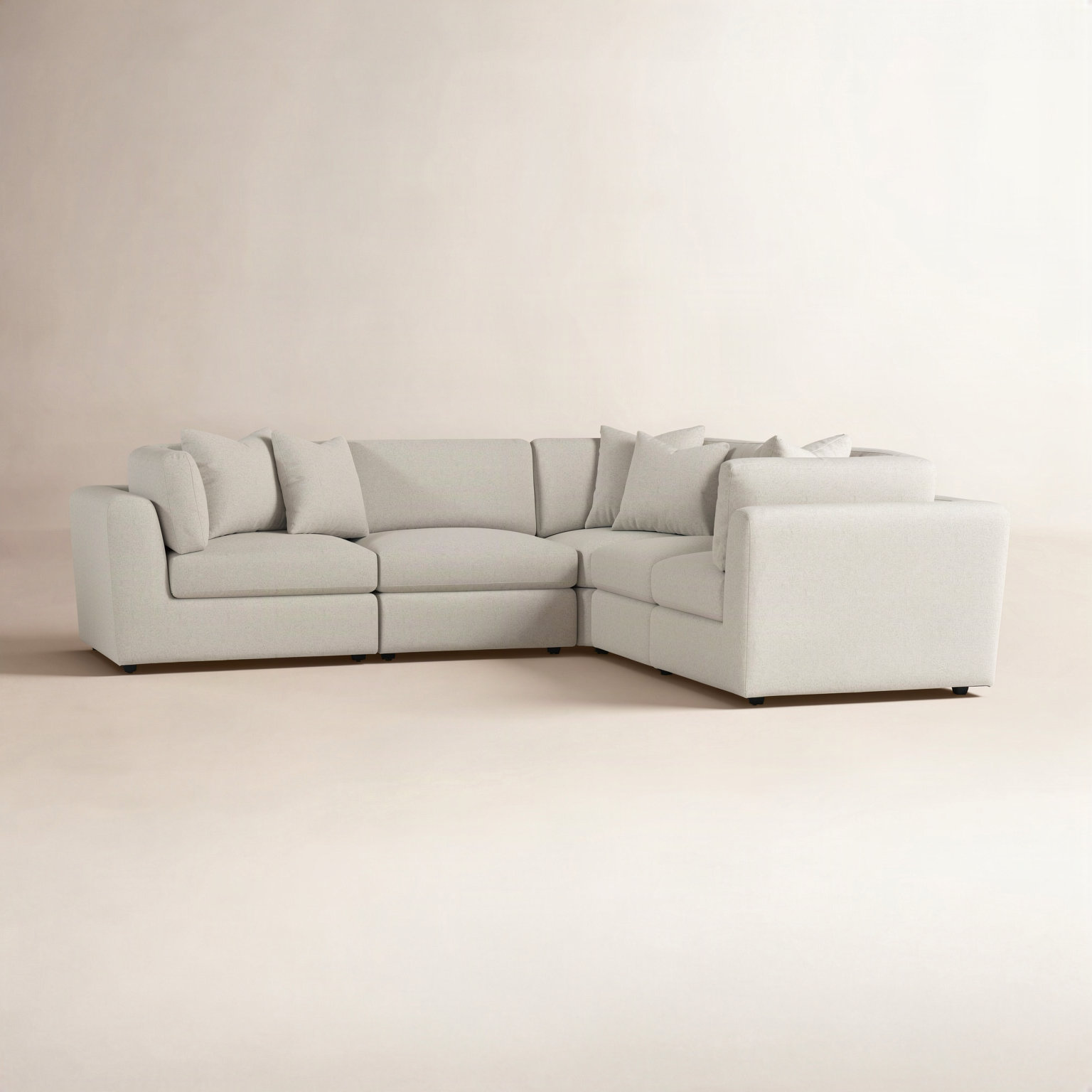 Oasis Upholstered L-Sectional, Cream Linen 1429-002