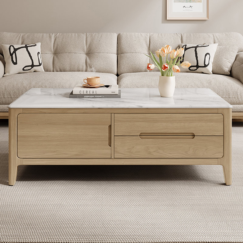 Table basse en bois Ultra Crystal Stone, Bois, Blanc, H 19,7 po x L 51,2 po x l 27,6 po