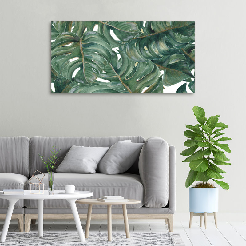 Monstera - No Frame Print on Glass, 50cm H x 100cm W x 2cm D, Canvas