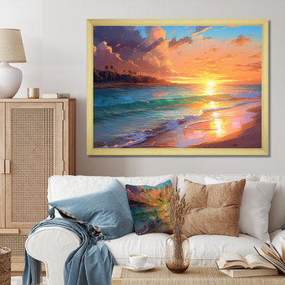 «Sand and Blue Caribbean Sea», reproduction d'art sur toile encadrée