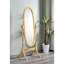 Miroir sur pied 57,57 "en bois avec finition naturelle, ovale. Miroir réglable. S'incline facilement à n'importe quel angle. Miroir de guide d'assemblage simple, complet. Installation facile
