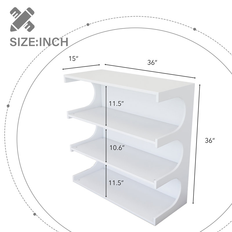 Multifunctional 4-Tier Book Shelf And Coffee Table, White
