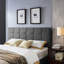 Tête de lit moderne très grand / très grand: point gaufré, bords passepoilés, hauteur réglable de 48,5 à 53 po, lit en tissu gris anthracite contemporain, hauteur en pouces, accessoire rembourré-1646898098