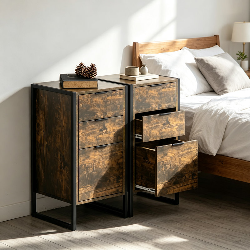 39 cm W Steel Bedside Table