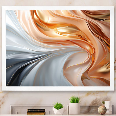 Art liquide en mouvement en rose doré et bleu - formes murales abstraites