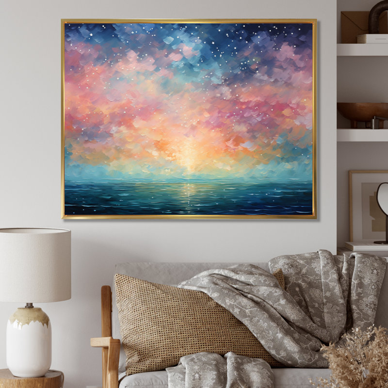 Ciel coloré, mirage céleste I - impression, H 30 po x l 40 po x P 1,5 po, Cadre flottant doré