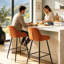 Fixed Height Velvet Upholstered Bar Stool with Diamond Tufted Back & Footrest-283683769