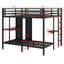 Lit superposé en métal avec garde-robe et bureau pliable