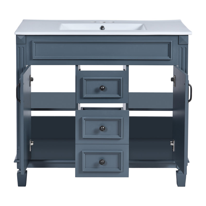 Meuble-lavabo 36 po avec lavabo supérieur, Bleu