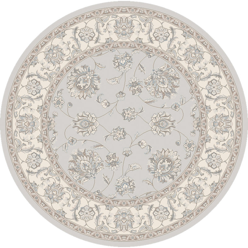 Attell Soft Gray/Cream Area Rug, Round 5'3"