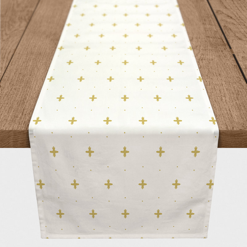 Rectangular Polka Dots Table Runner, 72" x 16", Yellow/White