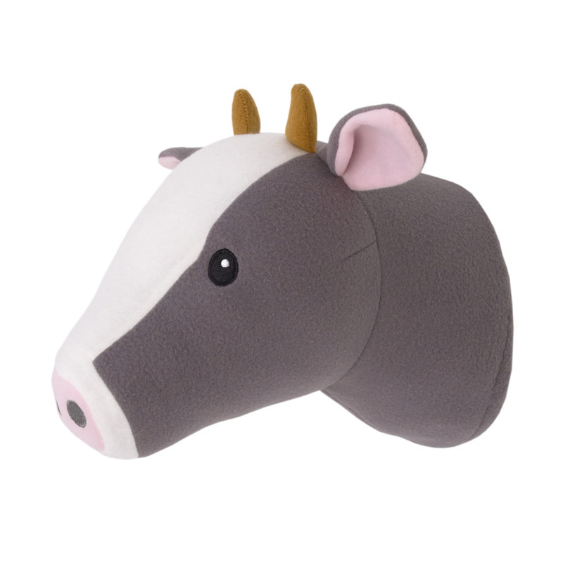 Décoration murale tête de vache grise et blanche Little Love par NoJo