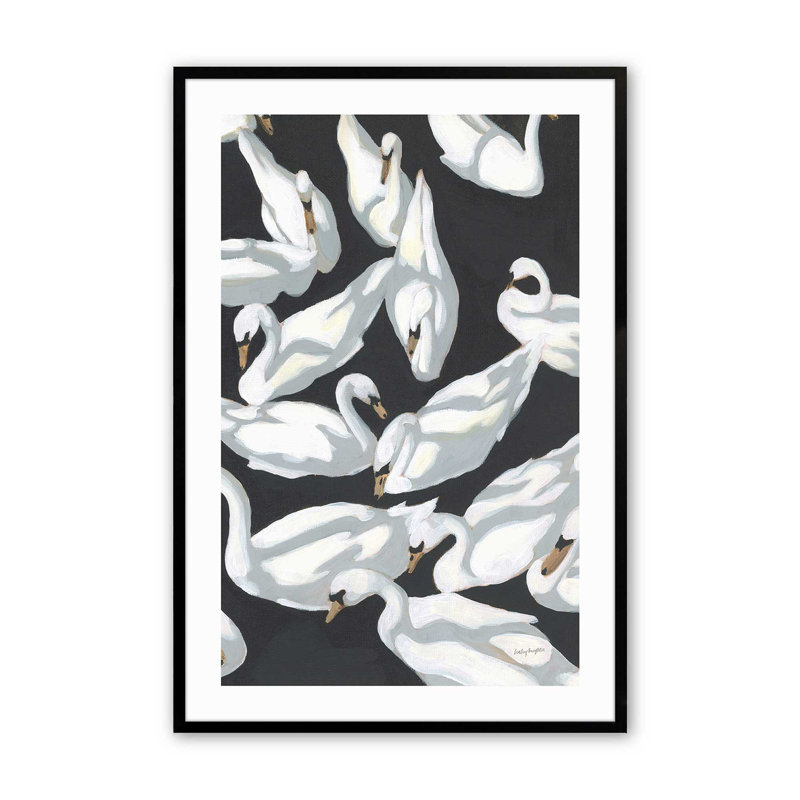 Swan Ballet imprimé, H 21,25 po x l 17,25 po, Cadre photo noir simple