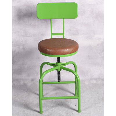 Jasneet Swivel Upholstered Adjustable Height Counter Stool with Metal Frame