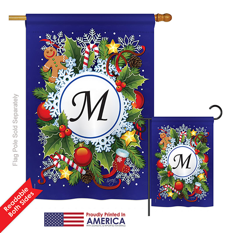 Wonderland à impressions verticales de polyester 18,5 x 13 po winter initial ensemble de drapeau, M