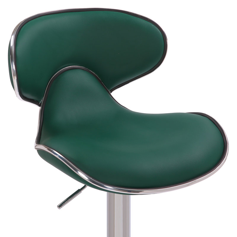 Cevennes Swivel Upholstered Adjustable Height Counter Stool with Metal Frame, Green