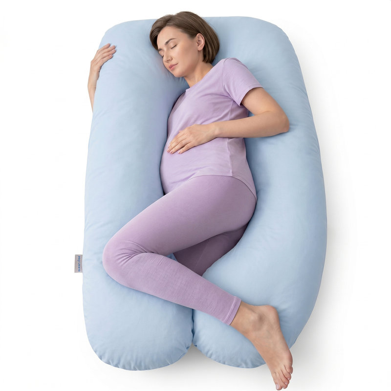 Queen Rose Pregnancy Pillow, Cooling Pregnancy Pillows for Sleeping, Maternity Pillow for Pregnant Women, Pregnancy Body Pillow with Cooling Jersey Cotton Cover, Blue