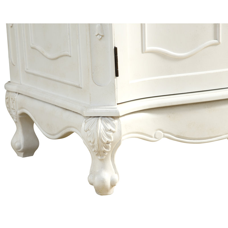 Aurillac 27'' Single Bathroom Vanity with Marble Top, Guangxi White, Antique White