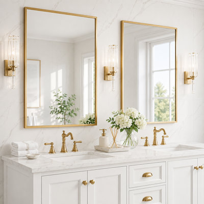 Metal Framed Tempered Glass Bathroom Wall Mirror