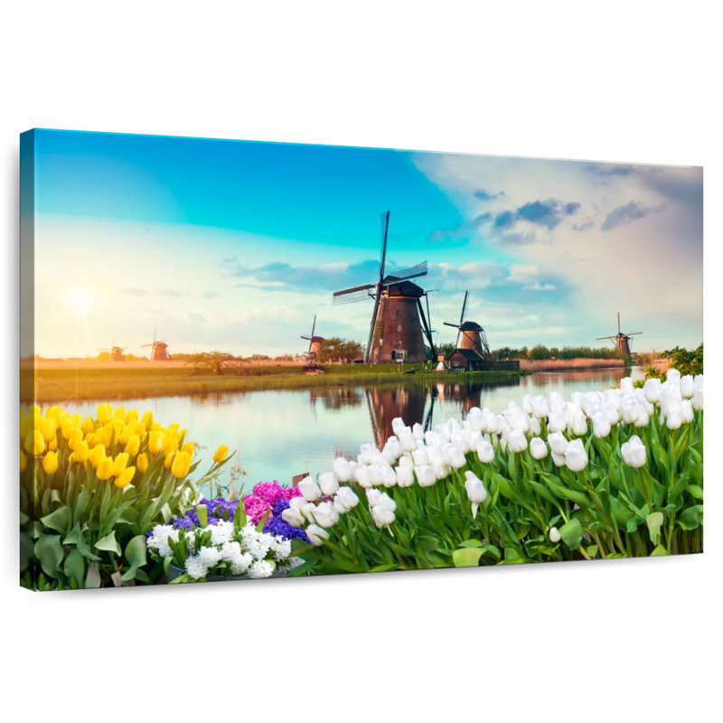 Moulins à vent et tulipes Kavia Scenic, H 32 po x l 48 po