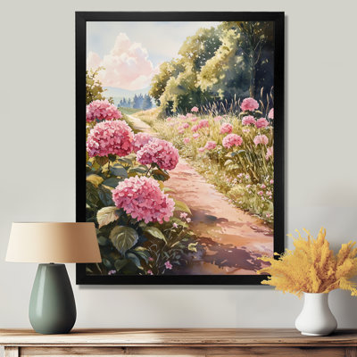 «Hydrangeas In A Country Lane II», reproduction d'art sur toile florale
