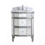 Meuble-lavabo de salle de bain Ashlie argenté traditionnel autoportant de 61 cm (24 po), avec miroir, lavabo simple et comptoir en quartz blanc cassé, entièrement assemblé, collection Benton.