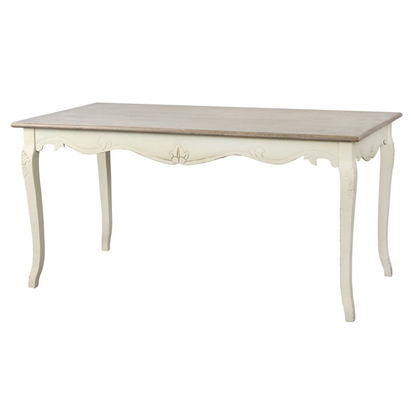 Circee Solid Wood Base Dining Table, Cream, Light Brown