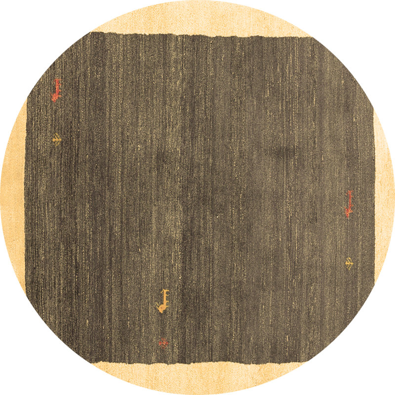 Tapis contemporains brun lavable à la machine 2774, Rond 7 pi