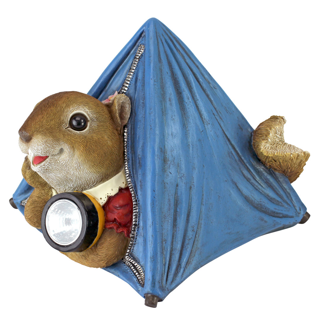 Backyard Camper Squirrel Solar Statue Design Toscano