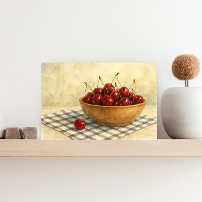 Sweet Summer Cherries Rustic Vibrant Contemporary Cherry Fruit Summer Wall Art Print