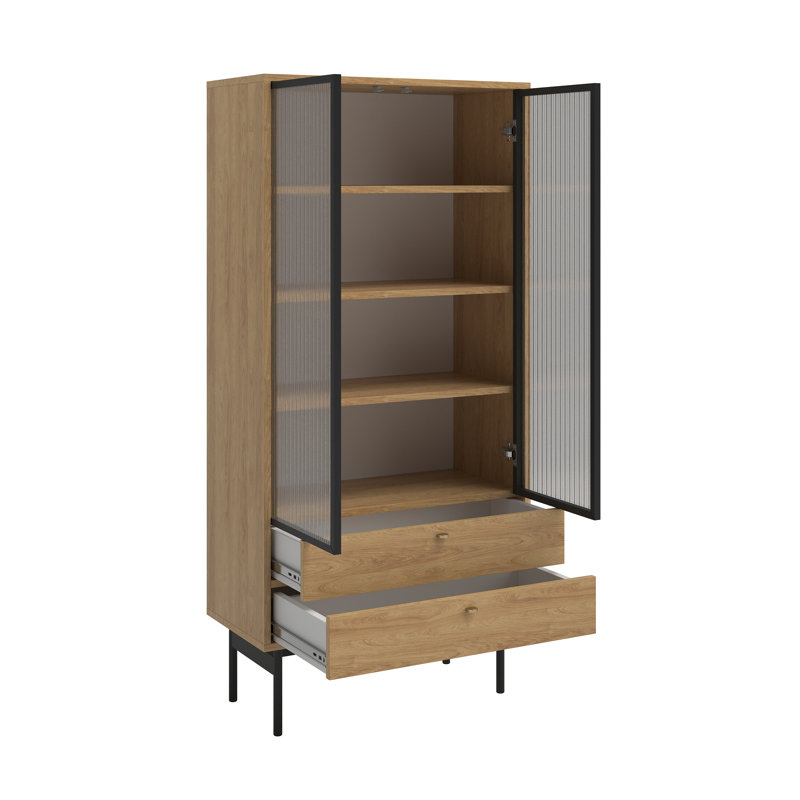 Alyssya Display Cabinet, Natural Hickory