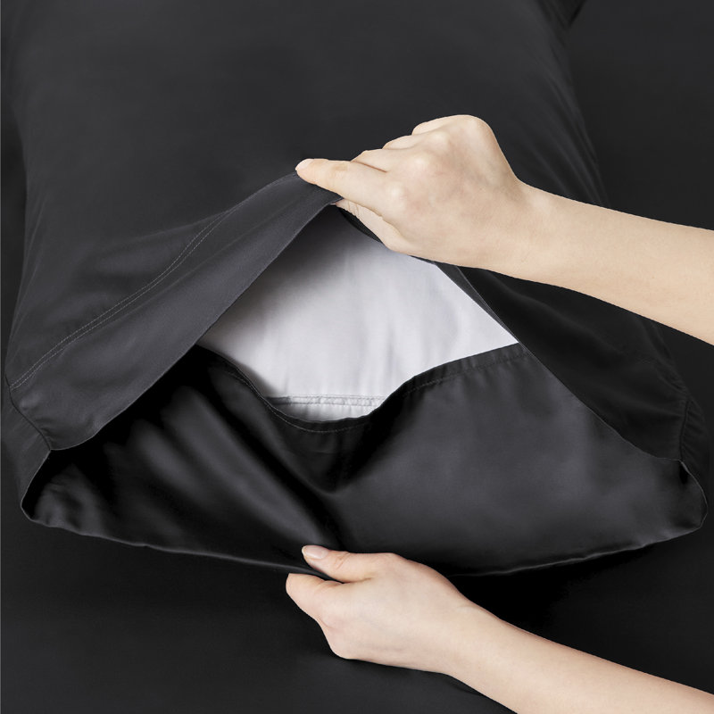 Essential Collection Cooling Rayon Derived from Bamboo Sheet Set, Black, California King Sheet Set with 2 Pillowcases
