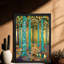 Art mural encadré noir de style forêt dorée de style Gustav Klimt, impression de cadre bohémien Art Nouveau-1758730029