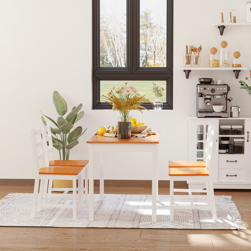 Ensemble de table de salle à manger pour 4, 5 pièces de table de cuisine moderne et chaises, ensemble de salle à manger en bois pour petits espaces, coin repas, blanc