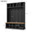 Farmhouse Wooden Style Hall Tree With Wide Storage Seating Bench, Entryway Shoe Cabinet With 13 Compartments, Elegant Coat Rack With 6 Hooks For Mudroom, Living Room, Black (OLD SKU: SD000032AAB)