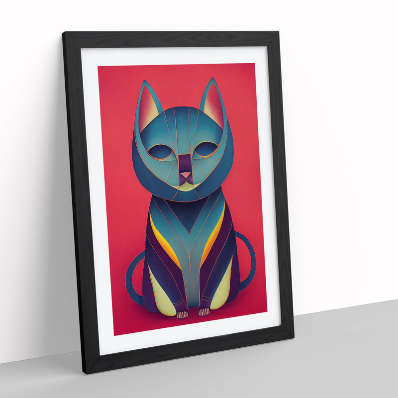 Modern Cat No.3 Abstract - Framed Print, Black, 64cm H x 46cm W x 2cm D