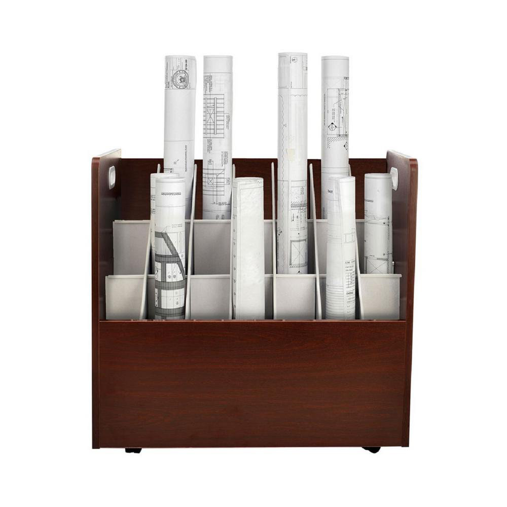 21-Slot Mobile Rolling Wood Blueprint Roll File Large Document Organizer AdirOffice Color: Brown