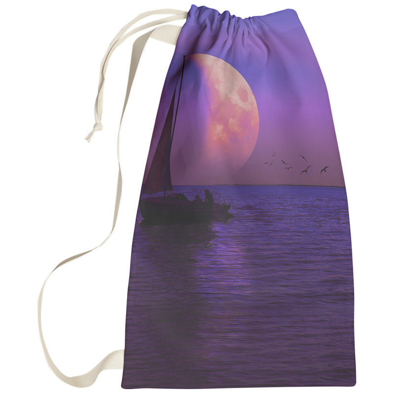 Fabric Laundry Bag with Handles, Small ( 64" H x 20" W x 1.5" D), Purple/Dark Blue