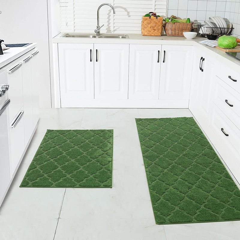 Tapis de cuisine Muhd, Rectangle 1 pi 8 po x 2 pi 6 po + 1 pi 8 po x 4 pi, Vert