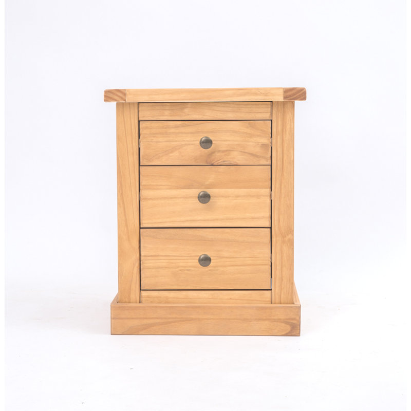 Calvin 45cm W Plywood / Laminate Board Bedside Table, Brown/Antique Brass