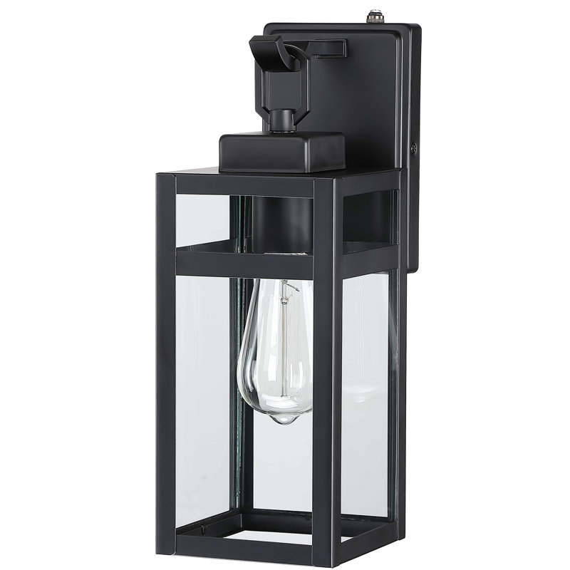 Schlesinger Matte Black Outdoor Wall Lantern with Dusk to Dawn, 17cm H x 11cm W x 12.7cm D