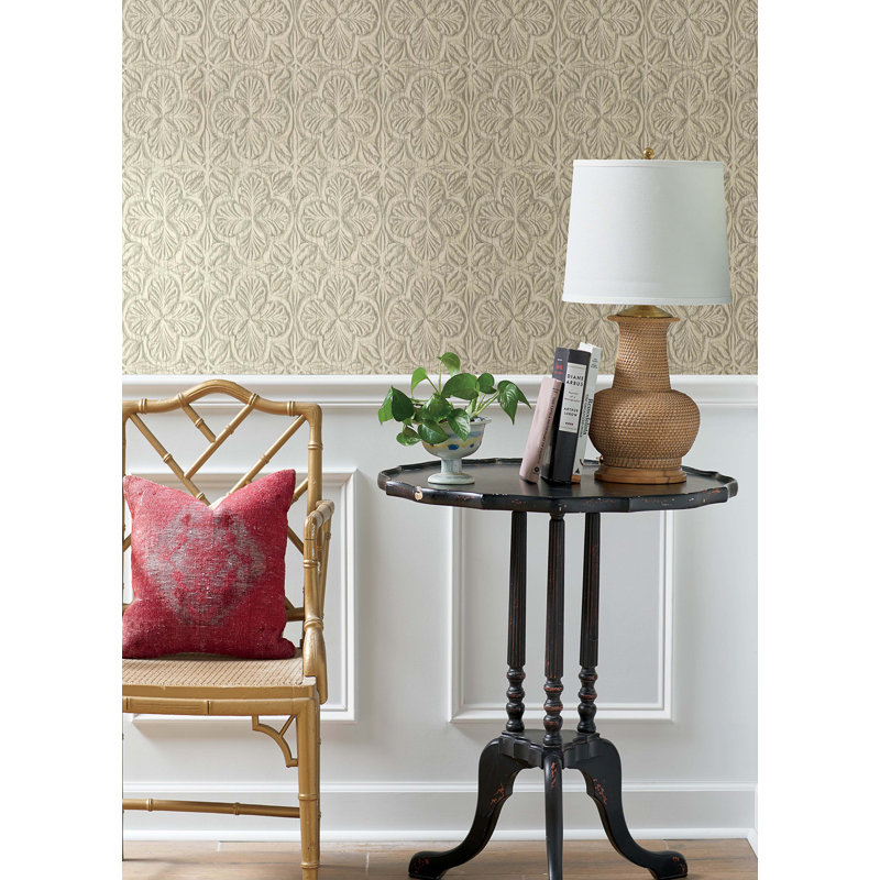 Devendri Prepasted Damask Double Roll, Cream