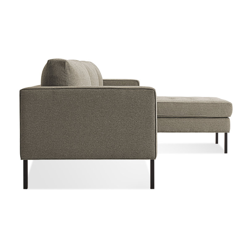 Paramount Chaise Sectional, Black, Sanford Oatmeal Basketweave, Right Hand Facing