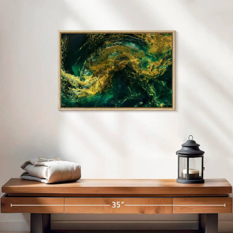 Vagues d'eau, Cadre flottant en bois naturel, 25 po x 17 po