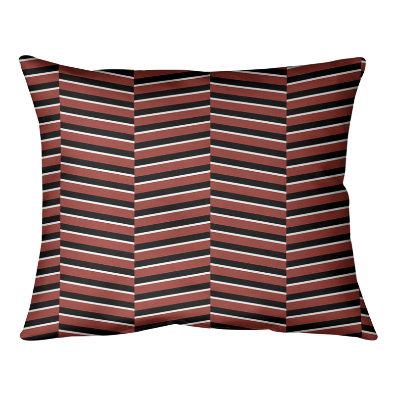 Coussin lombaire à rayures fracturées, H 10 po x l 14 po, Rouge, Duvet / Plumes