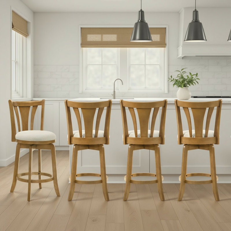 Tabouret de bar Beckett, Beige, Brun, Tabouret de comptoir (siège d'une hauteur de 26,2